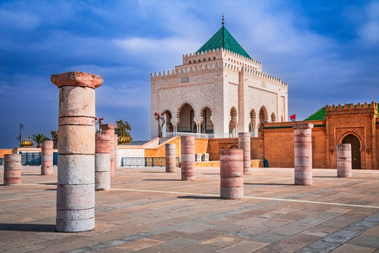 Rabat,,Morocco.,The,Mausoleum,Of,Mohammed,V,Located,Across,From